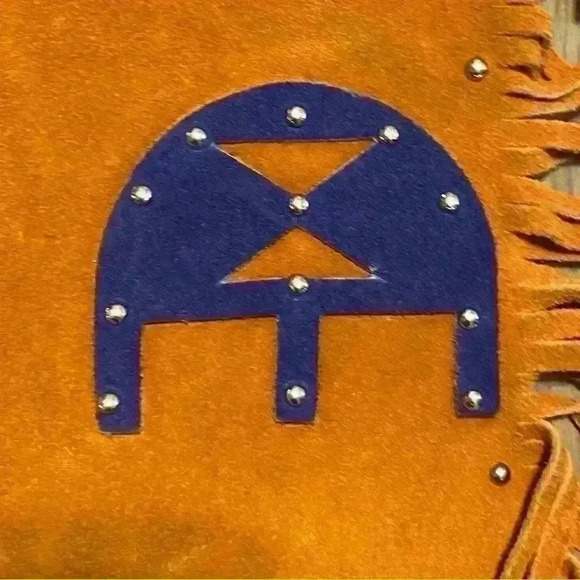 Leather suede childs chaps with fringe and beads western wear costume vintage - Picture 5 of 8